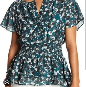 Parker SmockedWaist Everglade Phlox Floral Spring Romantic Feminine Lined blouse